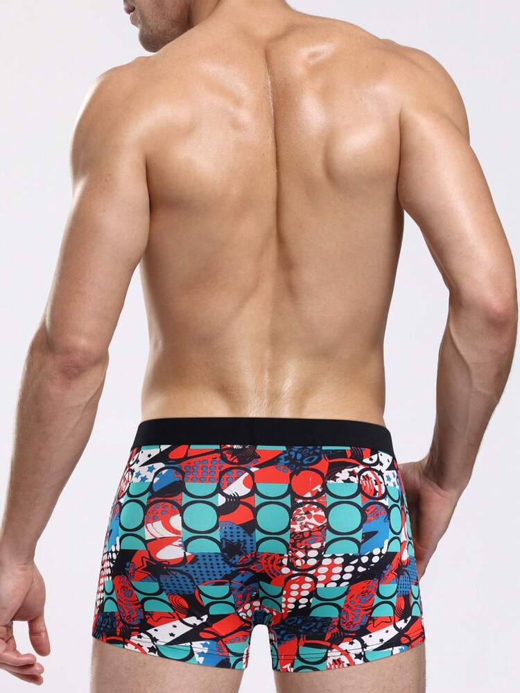Men'S Geometric Polka Dot Printed Boxer Briefs