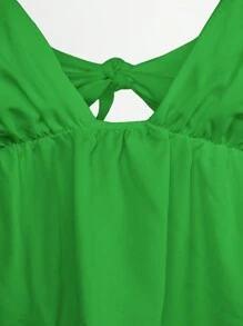SHEIN Unity Flounce Sleeves & A-Line Hem Dress - Green - View 7
