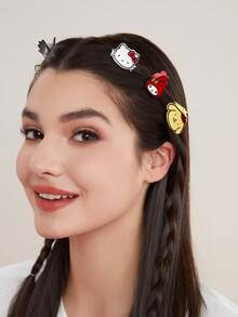 HELLO KITTY AND FRIENDS | SHEIN 6入組可愛的小型髮夾 - 彩色 - 查看 5
