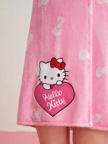 HELLO KITTY AND FRIENDS | SHEIN Bata De Baño Rosa Con Estampado De Dibujos Animados - Rosa - Ver 2