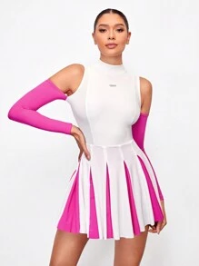 VARSIVA Sports Tennis Basic Chest Cup&Pleated  With DRESS - White - View 6