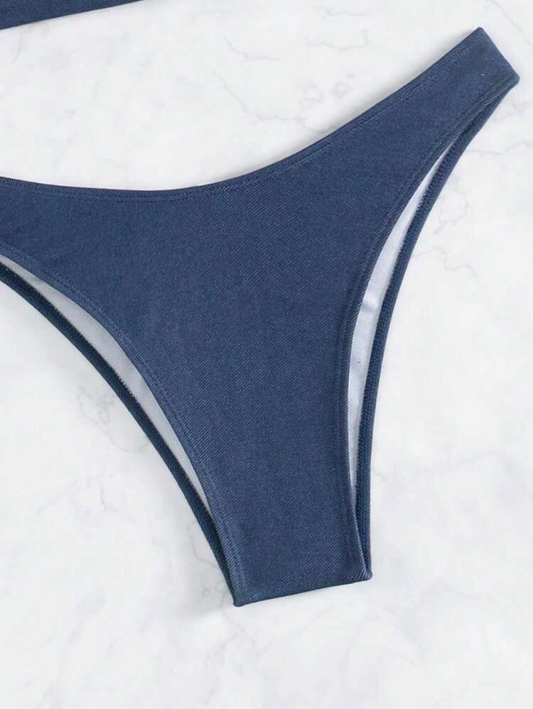 Women's Triangle Bikini Set With Shoulder Strap Carnival Summer