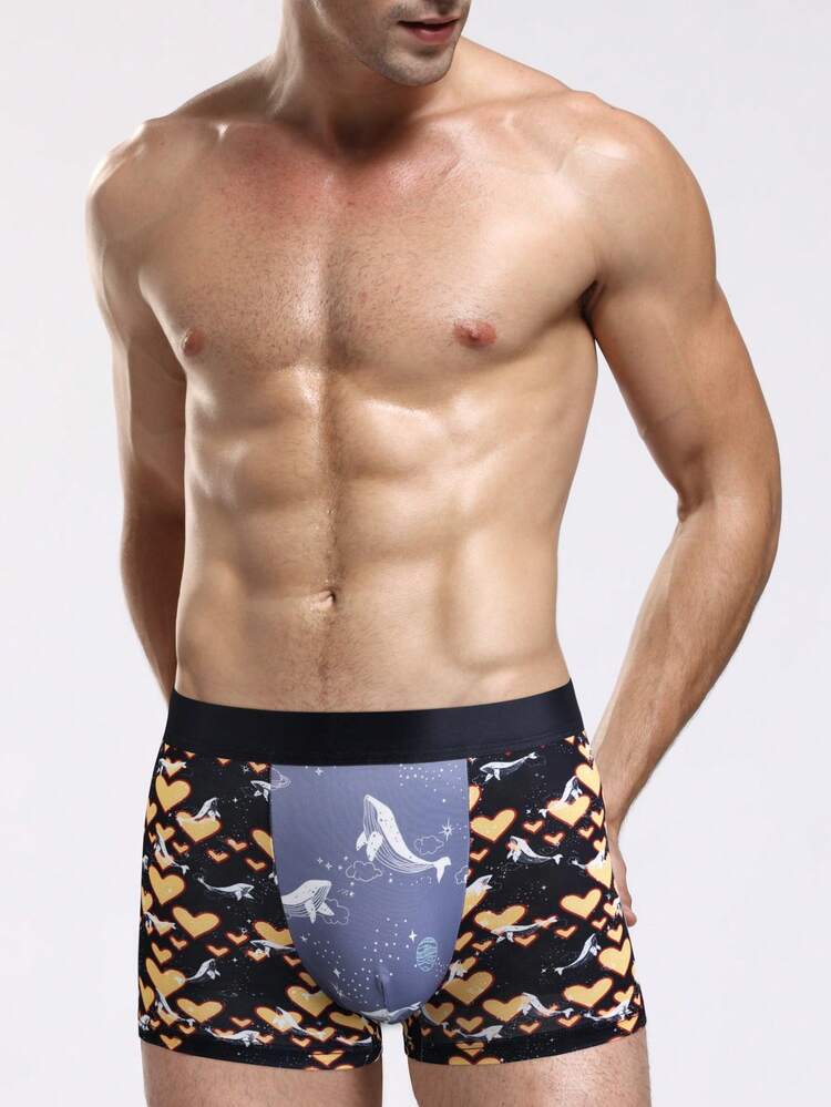 Men'S Heart Pattern Printed Boxer Shorts
