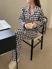 DAZY Thickened Quilted Home Clothing Set Fall,Winter Pajama - Brown - View 5