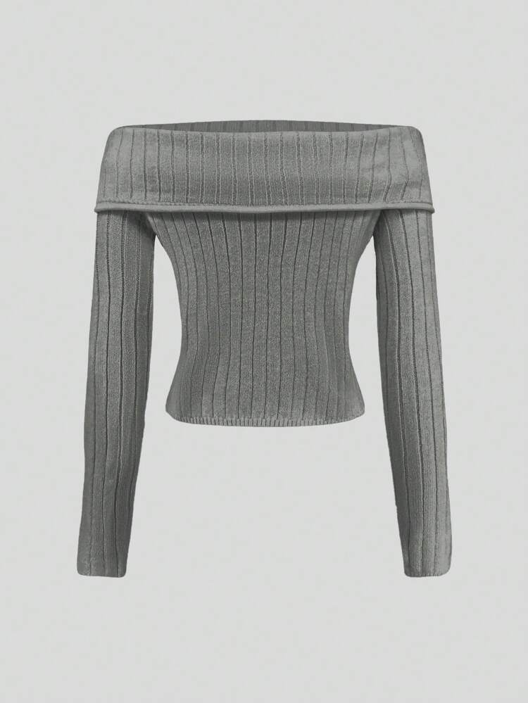 Women's Slim Fit Off Shoulder Knit Pullover Fall Winter Sweater