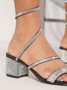 SHUZIA Women'S Fashionable High Heeled Sandals With Rhinestone Decoration