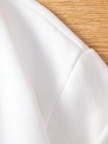 SHEIN Cô gái Tween Đồ họa hoa & chữ Thả vai Áo nỉ - trắng - Xem 4