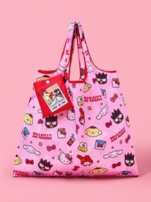 HELLO KITTY AND FRIENDS | SHEIN Hello Kitty Pink Pet Material Foldable Shopping Bag - Pink - View 2