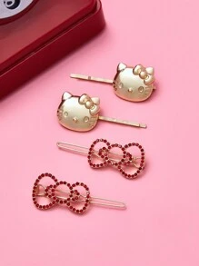 HELLO KITTY AND FRIENDS | SHEIN 4pcs Hair Styling Accessory Gold Hair Clips - Multicolor - View 1
