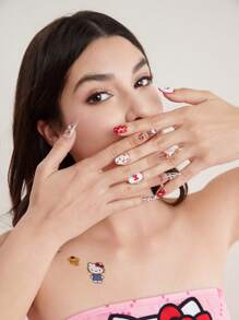 HELLO KITTY AND FRIENDS | SHEIN 卡通圖案可愛指甲貼紙套裝 - 彩色 - 查看 2