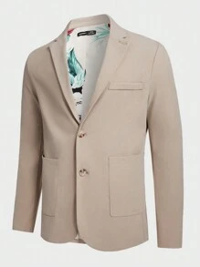 GENTILAND 男士編織休閒三件套西裝 - 杏色 - 查看 3