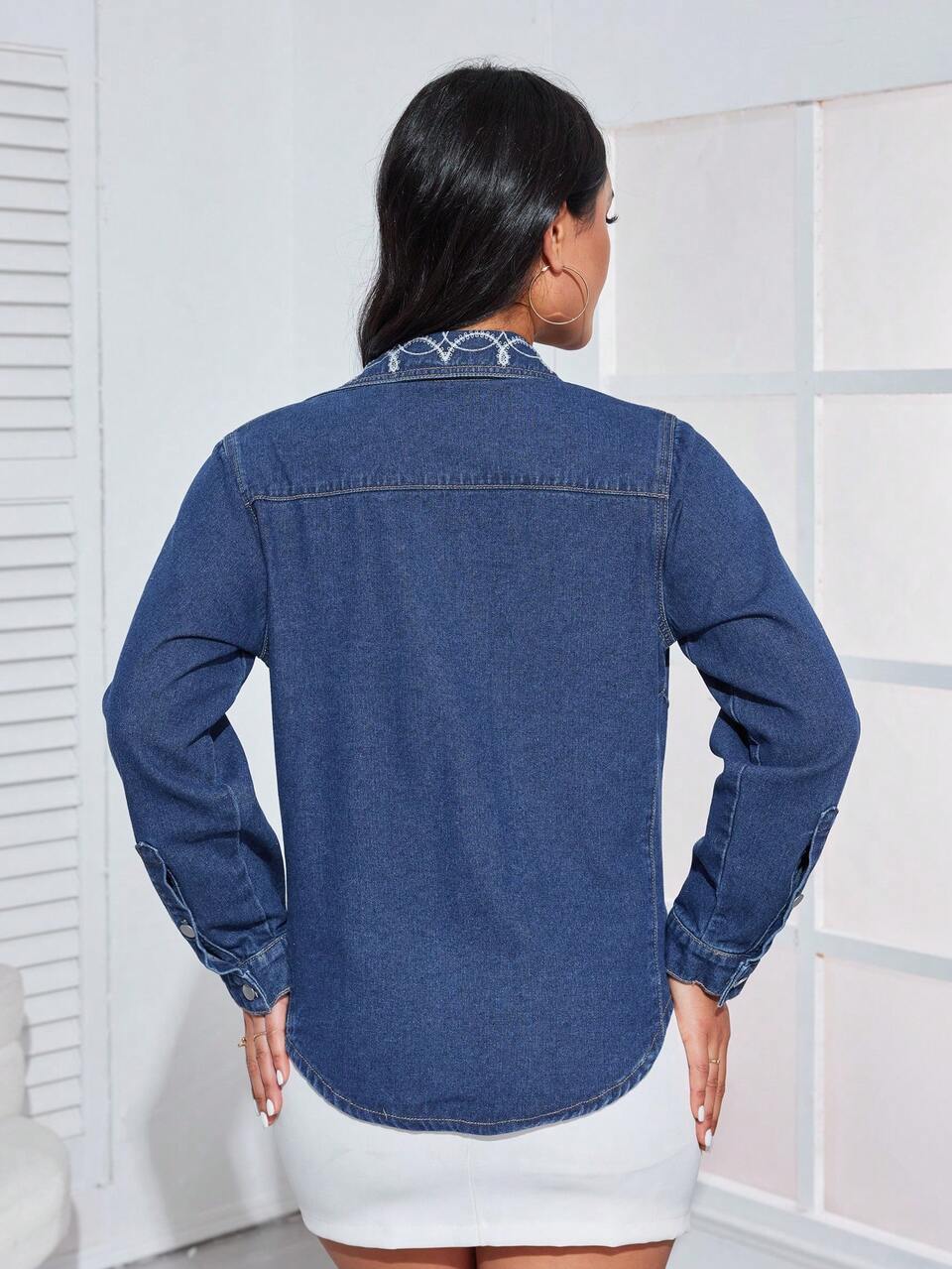Women's Embroidered Denim Top Top