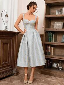 Sexig Elegant Ruched Midja A-Line Klänning Cocktail Semi Formell Bal Bröllopsgästklänning, Till födelsedag, Examen, Middag, Hemkomstklänning