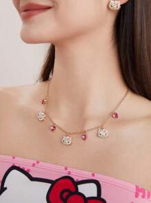 HELLO KITTY AND FRIENDS | SHEIN Alloy Pendant Necklace With Rhinestone, High-End Gold Tone - Multicolor - View 1