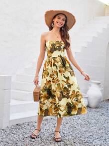 GENKIRA Women'S Floral Print Strapless Dress - Multicolor - View 4