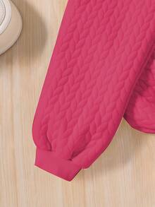 少女紋理休閒運動服套裝 - 玫紅色 - 查看 5