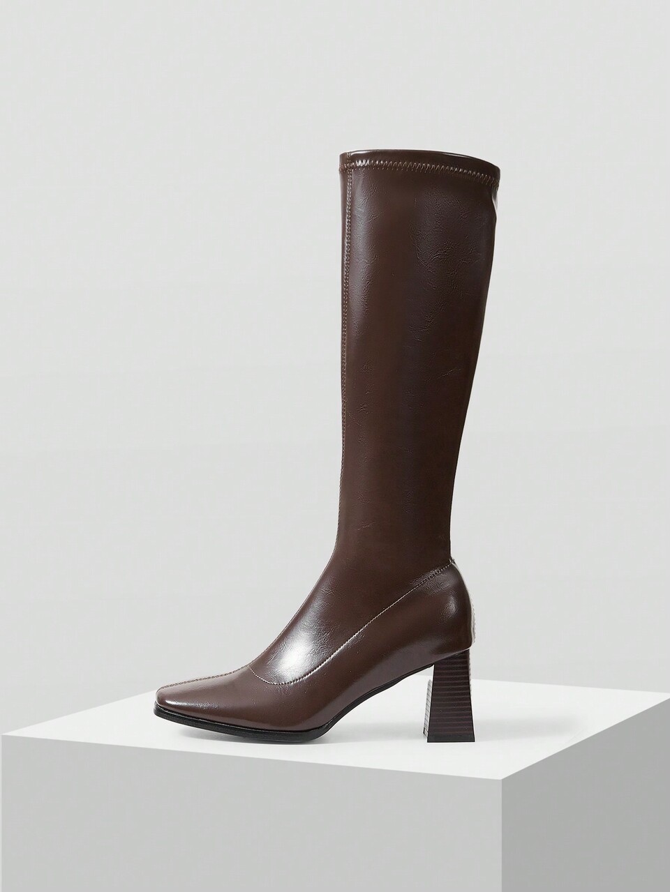 MOTF SQUARE TOE BLOCK HEEL WOMEN'S KNEEHIGH BOOTS