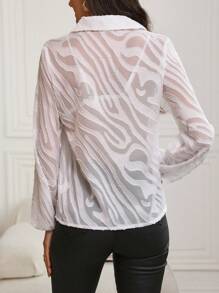 SHEIN Clasi Camisa Transparente De Mangas De Linterna - Blanco - Ver 2