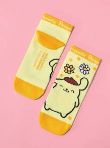 HELLO KITTY AND FRIENDS | SHEIN 4 双女士卡通图案踝袜，透气吸汗 - 彩色 - 查看 11