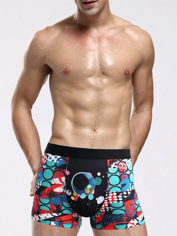 Men'S Geometric Polka Dot Printed Boxer Briefs