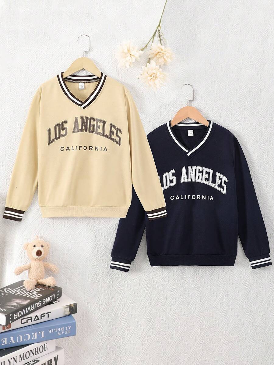 Tween Girls' Casual Letter Print Two Pieces Tracksuit Set - Multicolor - View 1