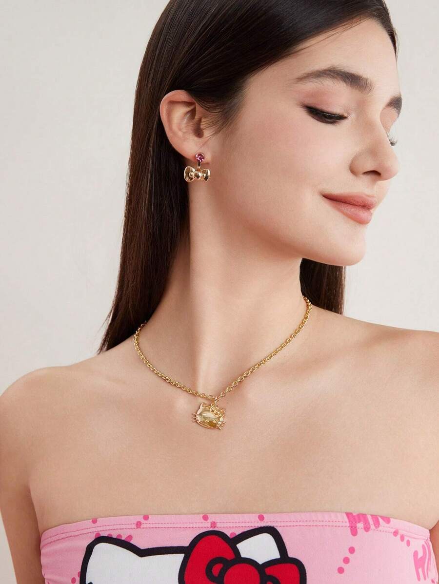 HELLO KITTY AND FRIENDS | SHEIN 经典日常用金色调吊坠项链 - 彩色 - 查看 1