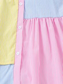 SHEIN Vintaside Kids Tween女孩的顏色塊級條紋拼接連衣裙 - 彩色 - 查看 4