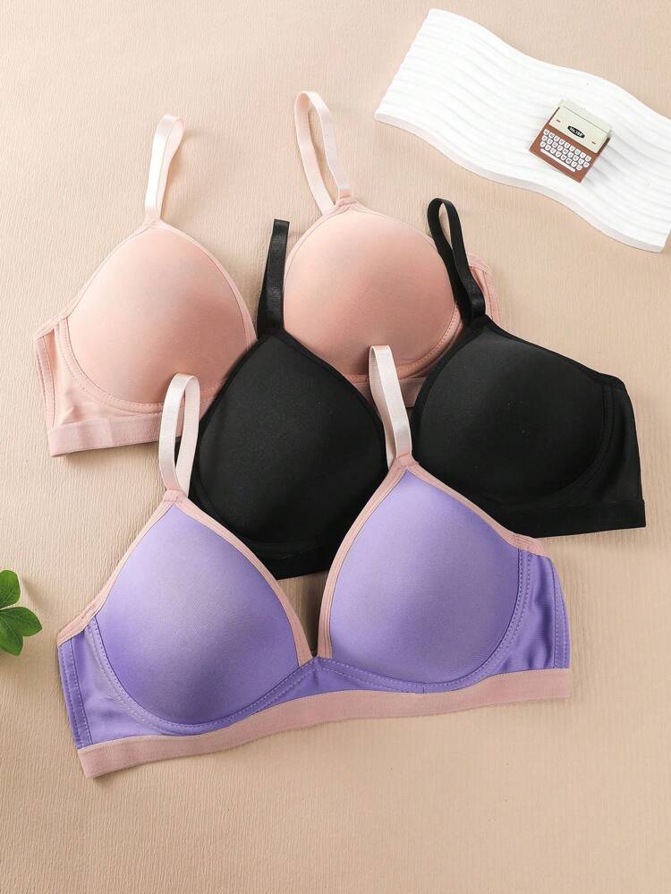 Women's Casual Plain Backless Medium Stretch Bralette With Comfortable Padding Multicolor Fabric Bras