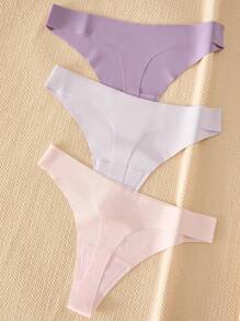 12pcs/Pack Women's Seamless Solid Sexy Thong Panties - Multicolor - View 3