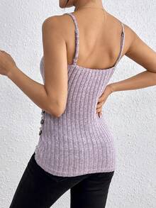SHEIN LUNE Button Decor Wrap Style Camisole Top - Mauve Purple - View 2