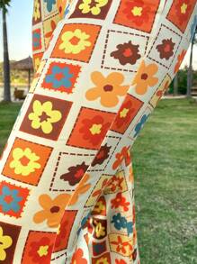 Soleia Floral Print Flared Pants - Yellow - View 3