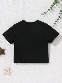 SHEIN Sơ sinh Em bé Con trai Khối màu Vòng cổ Ngắn tay Áo - Nhiều màu - Xem 2