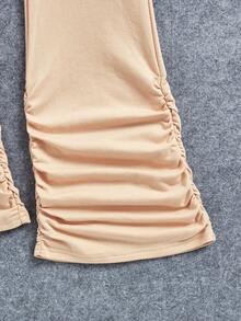 Quần thể thao dệt kim xếp nếp thời trang dành cho nữ sinh Tween - Màu be - Xem 4