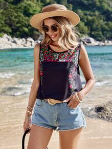 Breezaya Áo thun không tay họa tiết hoa đi nghỉ mát cho nữ Áo thun nữ - Nhiều màu - Xem 4