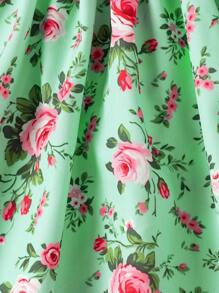 Young Girl Flower Printed Spaghetti Strap Dress