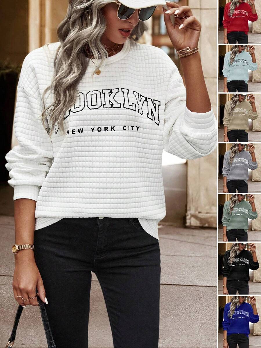 SHEIN Frenchy Letter Graphic Drop Shoulder Tee - Black - View 1