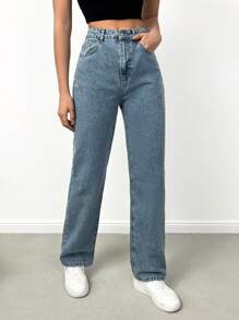 EURMUSE Straight Leg Casual Jeans - Blue - View 5