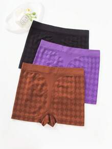 3pcs Seamless Plaid Pattern Boxer Shorts - Multicolor - View 1