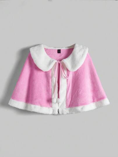 Kawaii Plus Size Women's Color Blocking Plush Peter Pan Collar Cape Coat