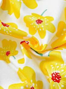 Baby Girl Elegant & Cute Double Layer Hat With Floral & Ruffled Design, Casual & Versatile - Yellow - View 3