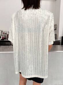 DAZY Women's Round Neck Short Sleeve T-Shirt Oversized T-Shirt - Beige - View 2