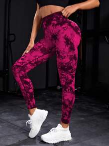 Powerista Nhuộm buộc Liền mạch Cao eo Quần Yoga - Màu Hồng Tươi - Xem 4