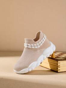 女童春夏款舒適時尚透氣輕便休閒運動鞋 - 粉色 - 查看 1