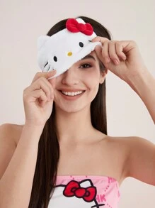 HELLO KITTY AND FRIENDS | SHEIN Bow Decor Cat Shaped Plush Cute Eye Mask