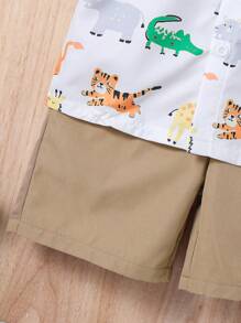 SHEIN 夏季年轻男童休闲舒适两件套学院风休闲装 - 彩色 - 查看 6