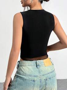 SHEIN EZwear Ladies' Tight-Fitting Tank Top - Black - View 3