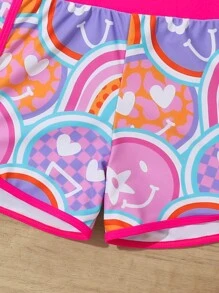 Tween Girls' Expression Print Spliced Bikini Set - Multicolor - View 4