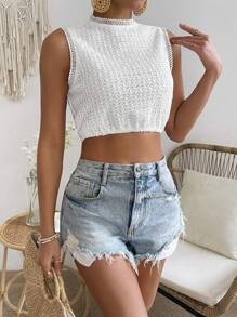 Chiquease Của phụ nữ Quần skinny Ren Áo không tay - trắng - Xem 6