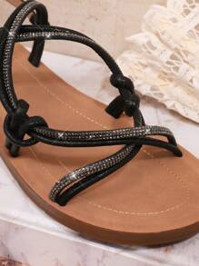 Women'S Flat Sandals - Black - View 6