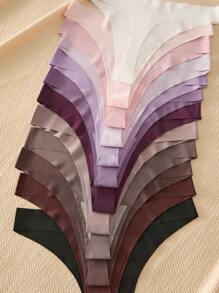 12pcs/Pack Women's Seamless Solid Sexy Thong Panties - Multicolor - View 5